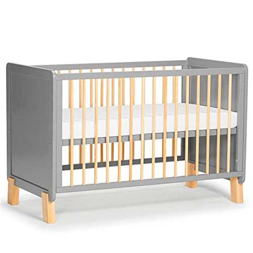 Kinderkraft Baby wooden cot NICO guardrail + mattress grey