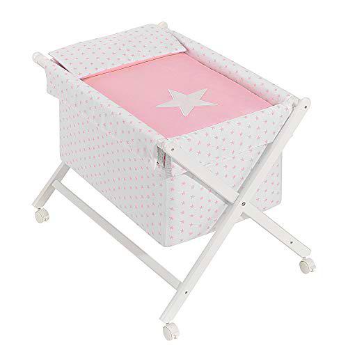 INTERBABY -Minicuna Estrella Rosa con Textil