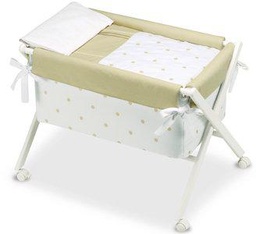 Bimbi Romantic - Minicuna, 68 x 90 x 71 cm, color blanco y lino