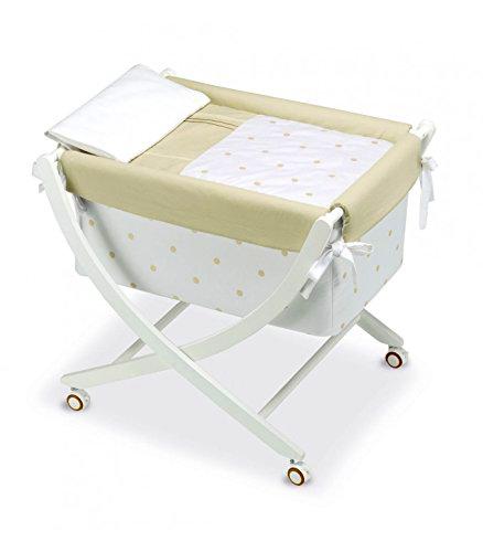 Bimbi Romantic - Minicuna, 68 x 83 x 76 cm, blanco y lino
