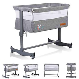 Cangaroo, Cama lateral Always Together Swing con colchón ajustable antideslizante, color gris