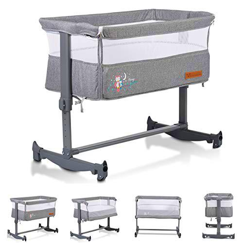 Cangaroo, Cama lateral Always Together Swing con colchón ajustable antideslizante, color gris
