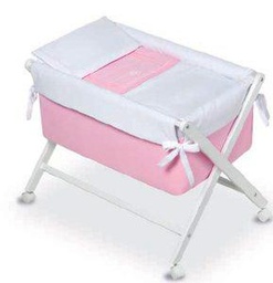 Bimbi Elite - Minicuna, 68 x 90 x 71 cm, color blanco y rosa