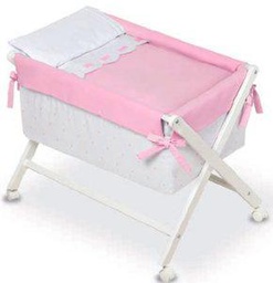 Bimbi Class - Minicuna, 68 x 90 x 71 cm, color blanco y rosa