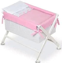 Bimbi Class - Minicuna, 68 x 90 x 71 cm, color blanco y rosa