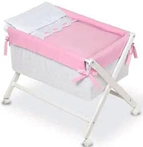 Bimbi Class - Minicuna, 68 x 90 x 71 cm, color blanco y rosa