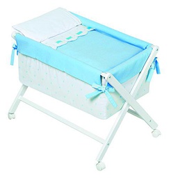 Bimbi Class - Minicuna, 68 x 90 x 71 cm, color blanco y azul