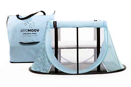 Cuna de Viaje para bebé plegable e instantánea con colchón configurable a dos alturas y bolsa de transporte (color Azul Océano