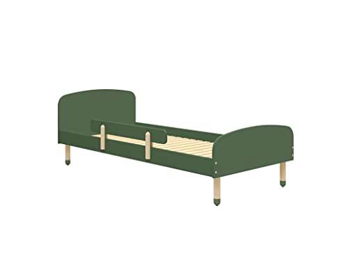 Cunas marca Flexa. Modelo Cama individual verde oscura con barrera de seguridad 90 x 200 cm