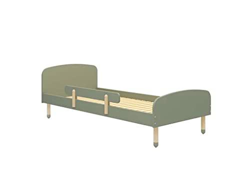 Cunas marca Flexa. Modelo Cama individual verde natural con barrera de seguridad 90 x 200 cm
