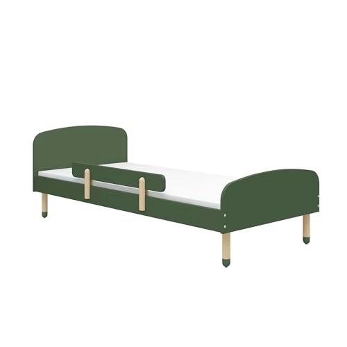 Cunas marca Flexa. Modelo Cama individual verde oscura con barrera de seguridad 90 x 190 cm