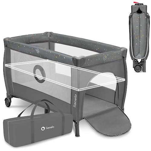 LIONELO Stefi Plus 2 en 1 Cuna de viaje y corralito de bebé de hasta 15 kg con acceso lateral con cremallera