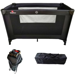 BabyDan Compatible con - Cuna de Viaje Negra sin Bolsa de Juguetes con Ruedas