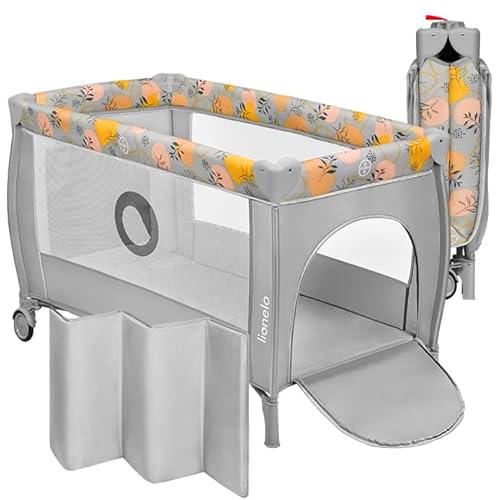 LIONELO Stefi Plus 2 en 1 Cuna de viaje y corralito de bebé de hasta 15 kg con acceso lateral con cremallera